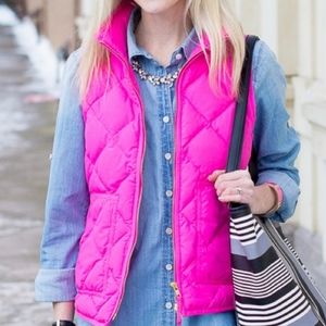J. Crew Hot Pink Quilted Excursion Puffer Vest